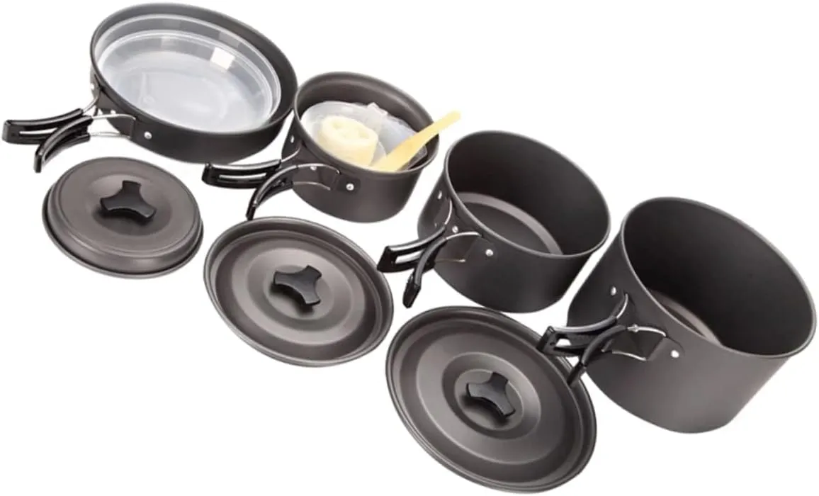 BESPORTBLE Insulation Portable Pot Set for Camping 4-5 Person Outdoor Cookware Non-Stick Pan Cooking Utensils Easy Picnic Hiking