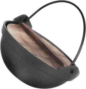 BESPORTBLE Japanese Style Cast Iron Serving Pot Outdoor Camping Cookware with Lid Durable and Easy to Clean for Stewing Stir Frying and Hot Pot Cooking