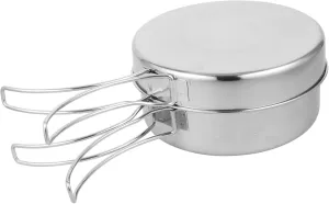 BESPORTBLE Outdoor Cooking Pan Set Stainless Steel Pot Camping Supplies 2-3 Person Cookware for Camping Trips