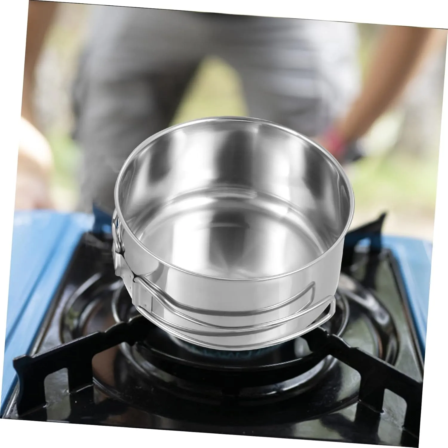 BESPORTBLE Picnic Cooker Camping Frying Pan Pots Casserole Pot with Lid Portable Grill Camping Stove Griddle Wicker