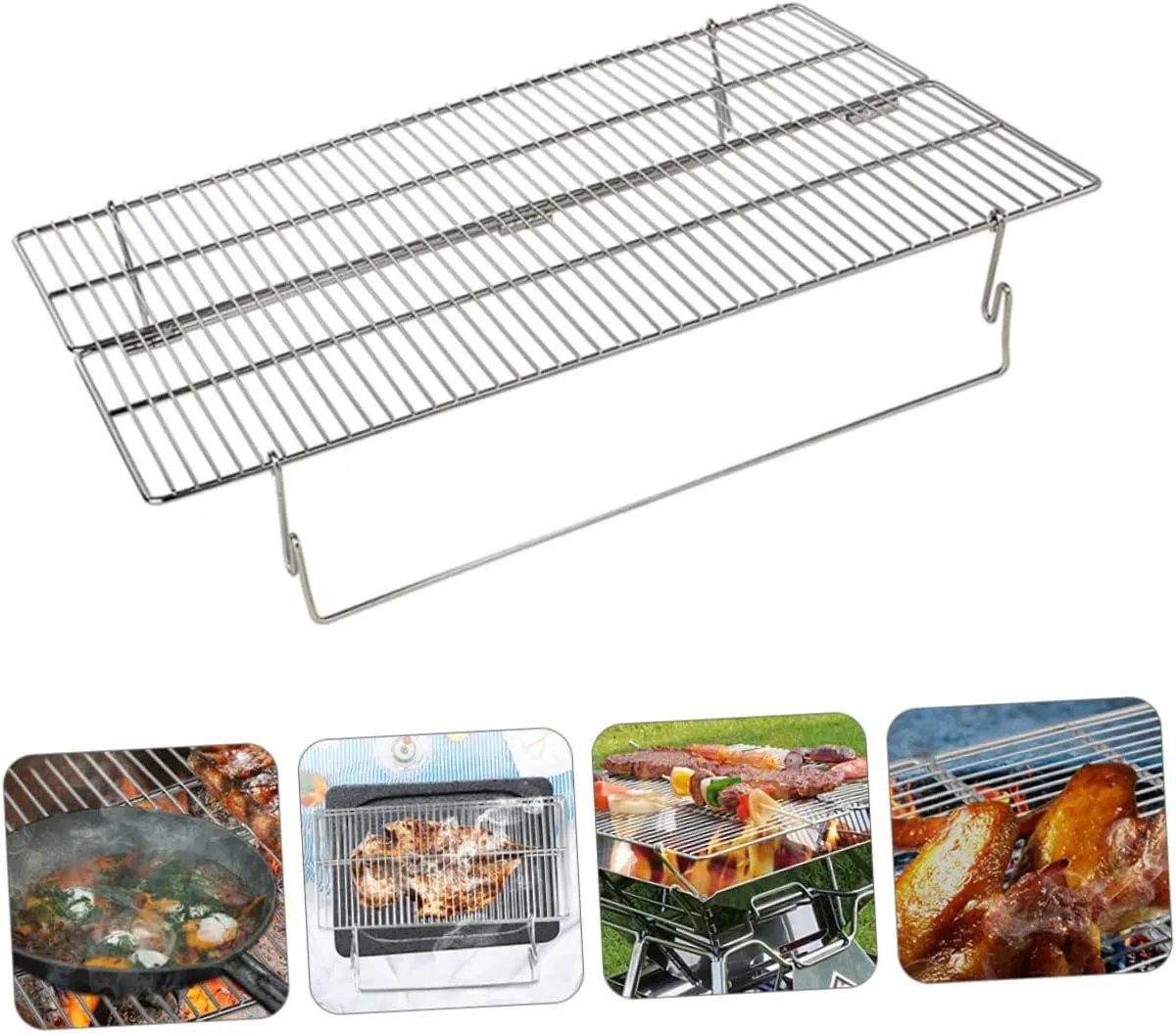 BESPORTBLE Stainless Steel Bbq Grilling Grid Fire Pit Grill Grate Camping Grill for Outdoor Cooking