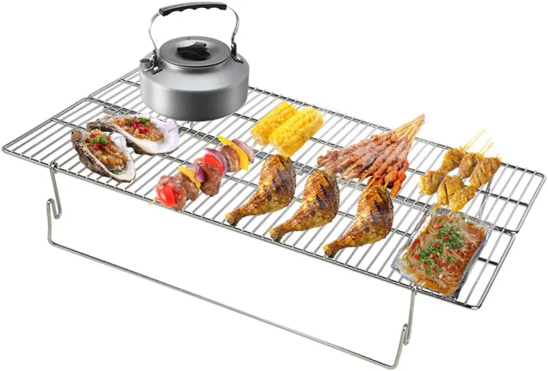 BESPORTBLE Stainless Steel Bbq Grilling Grid Fire Pit Grill Grate Camping Grill for Outdoor Cooking