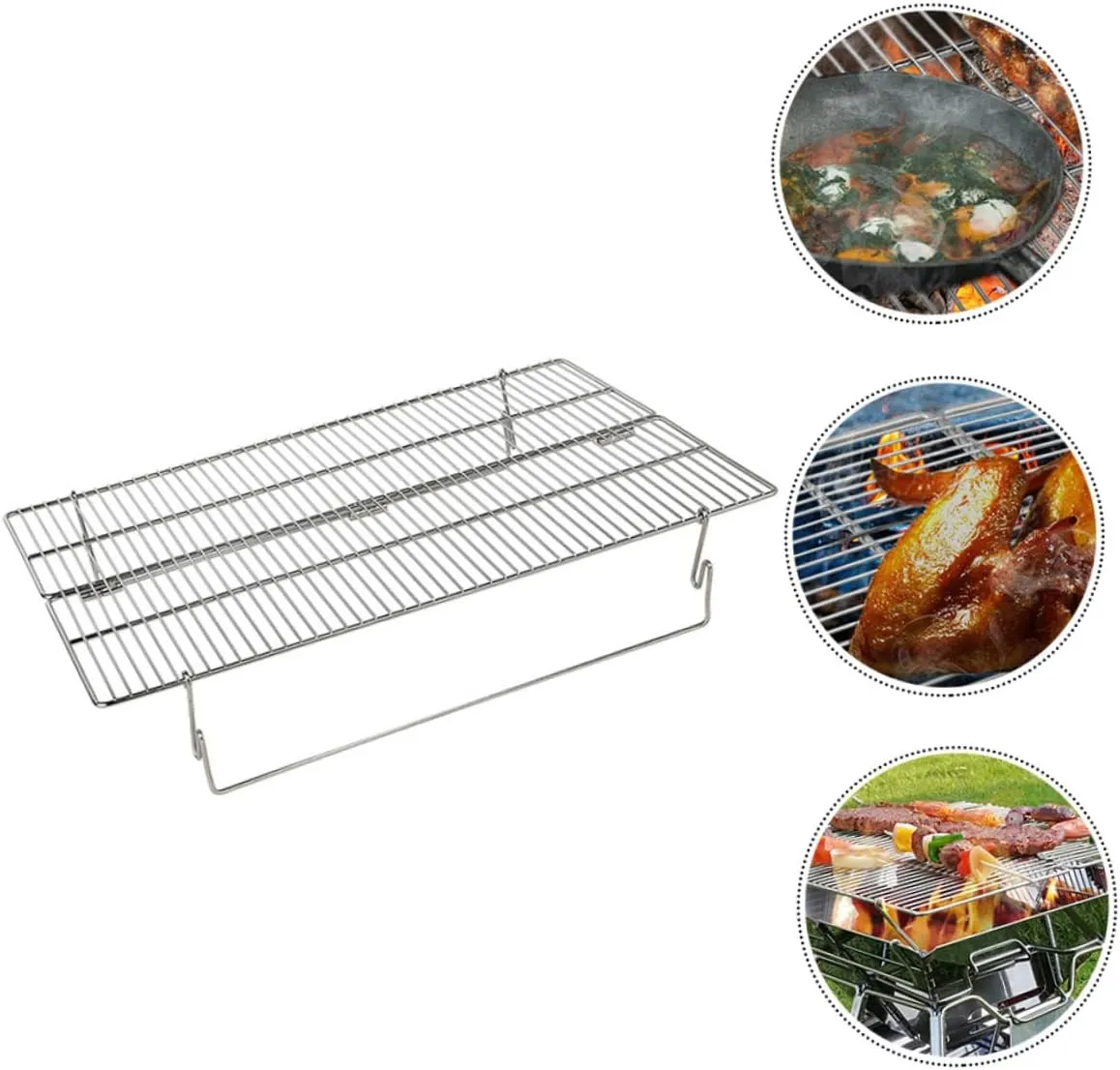 BESPORTBLE Stainless Steel Bbq Grilling Grid Fire Pit Grill Grate Camping Grill for Outdoor Cooking