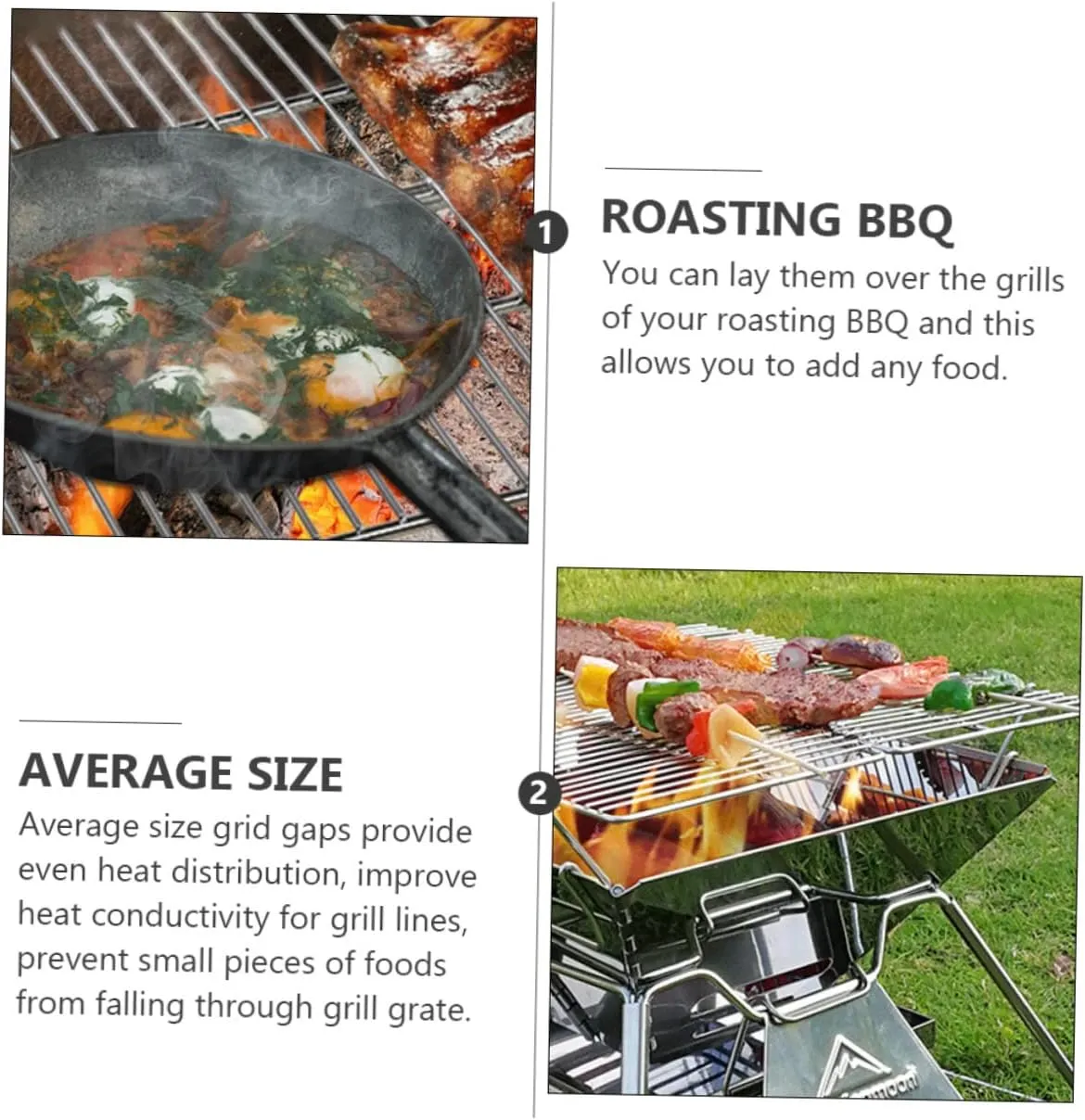 BESPORTBLE Stainless Steel Bbq Grilling Grid Fire Pit Grill Grate Camping Grill for Outdoor Cooking