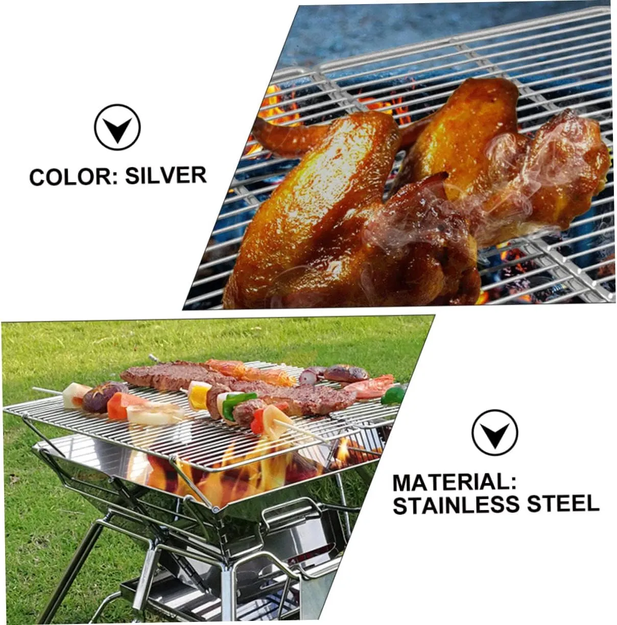BESPORTBLE Stainless Steel Bbq Grilling Grid Fire Pit Grill Grate Camping Grill for Outdoor Cooking