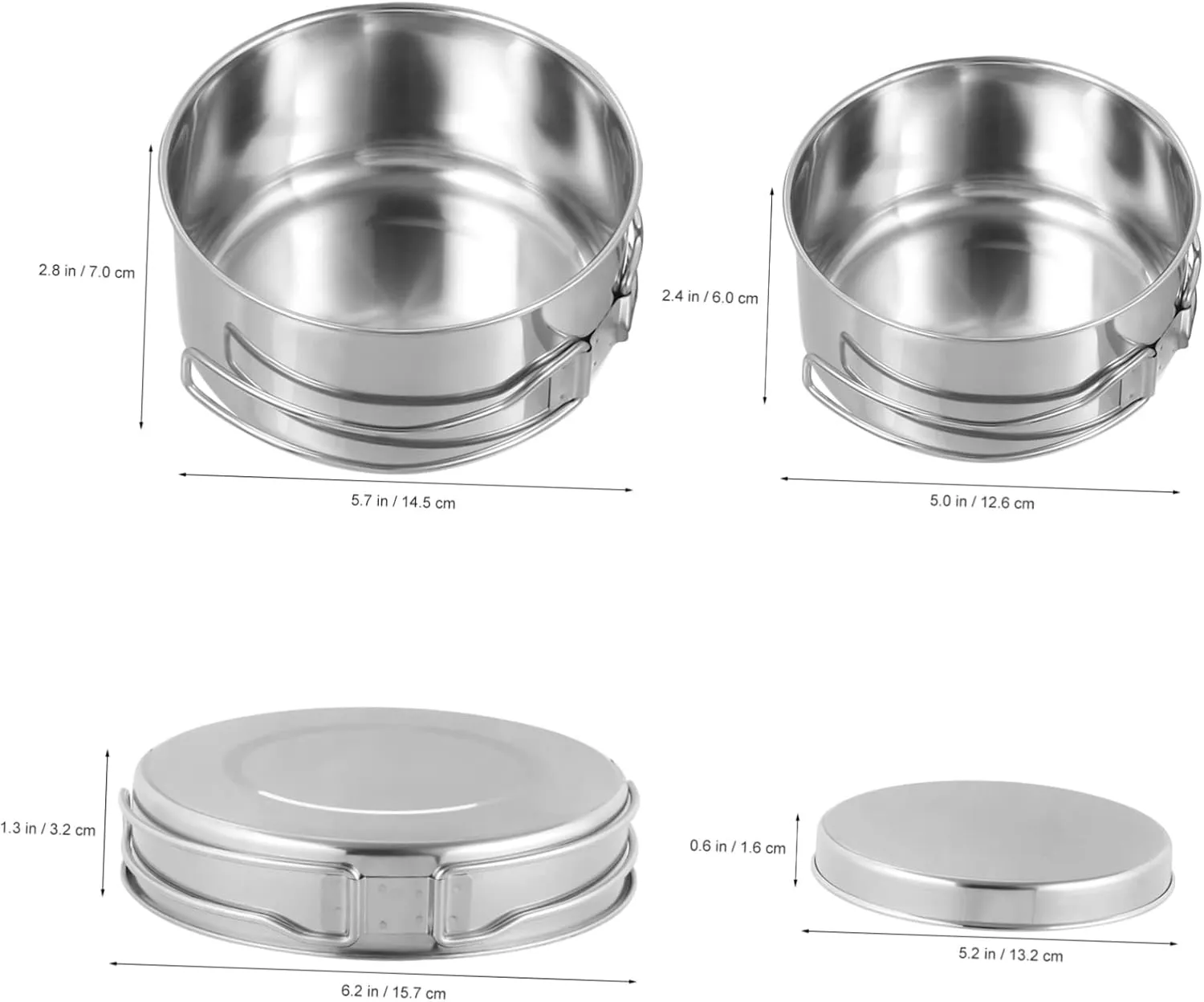 BESPORTBLE Stainless Steel Cooking Utensils Folding Camping Cooking Utensils Pots Pan Outdoor Stackable Picnic