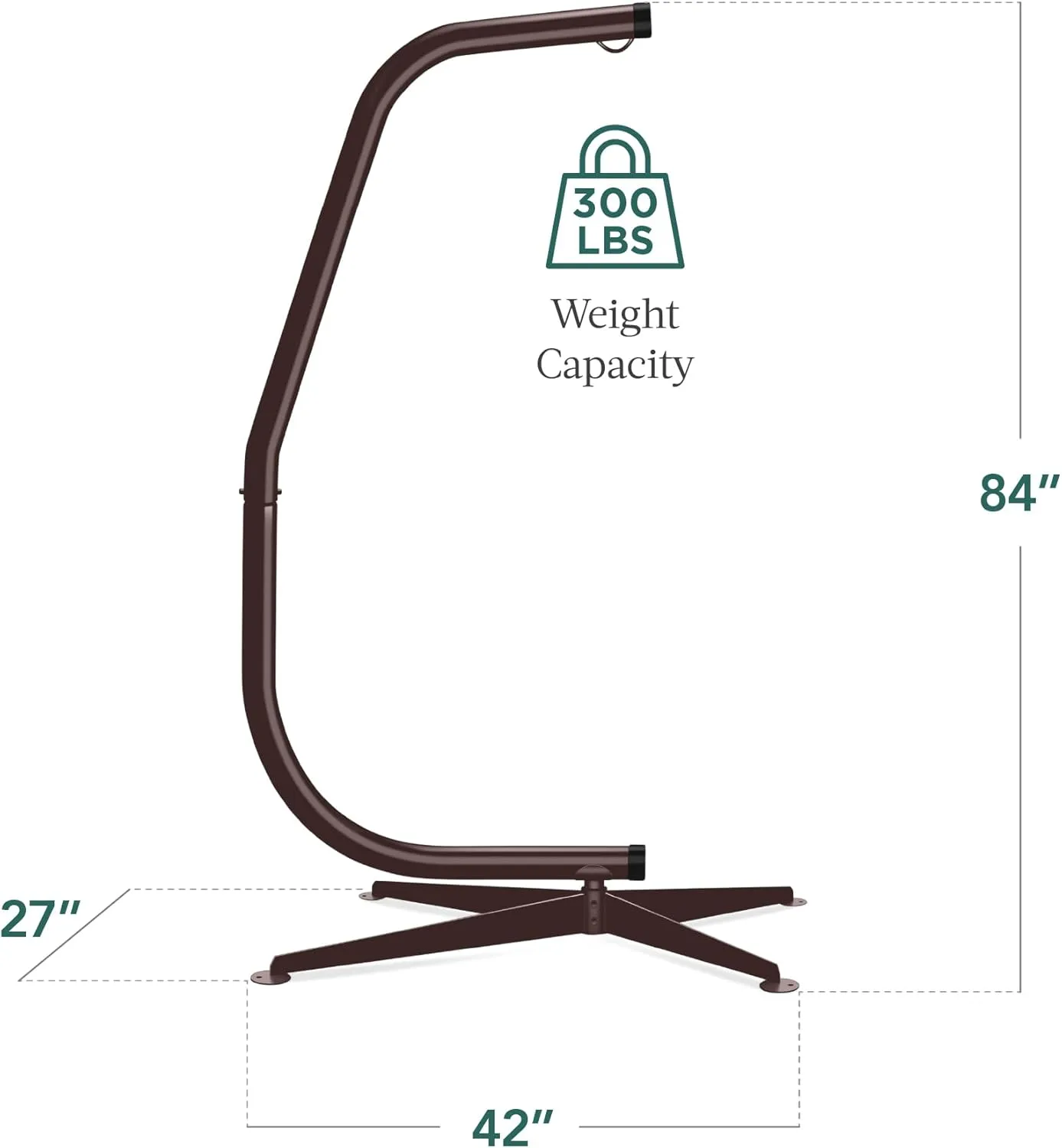 Best Choice Products Metal Hanging Hammock C-Stand for Chair/Weather-Resistant Finish, Offset Base - Stand Only - Brown
