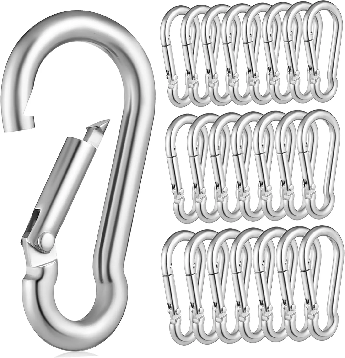 BESTonZON 30pcs Heavy Duty Carabiner Hooks Spring Loaded Keychain Clips for Easy Attachment Durable Metal Key Hooks for Camping Hiking and Outdoor Activities