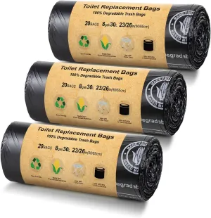 BLIKA 60 Count Toilet Replacement Bags, 8 Gallon, 30 Liter, Heavy Duty 1 Mil, Compost Bags 8 Gallon, Camping Toilet Bags for Portable Toilet, Car Travel, Camping, Long Trips