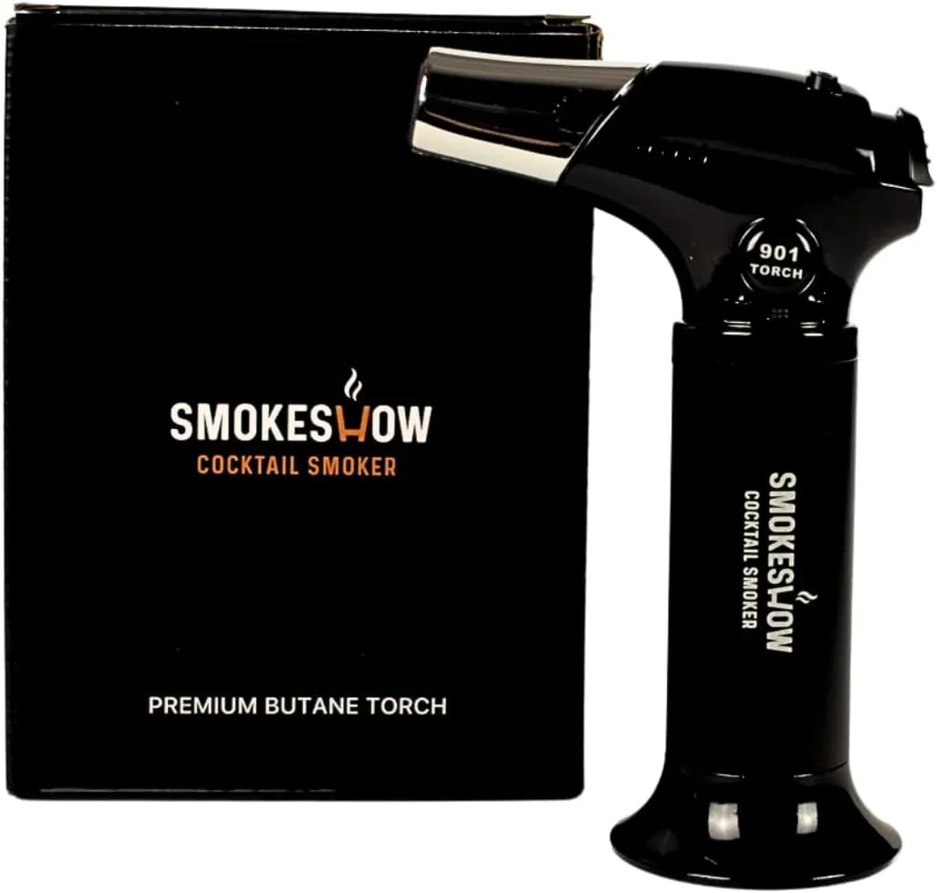 Blow Butane Cooking Torch, Lighter with Safety Lock and Adjustable Flame for BBQ, Baking, Brulee, DIY, Creme and Deserts | Viewing window for accurate fuel filling | Butane Gas not included