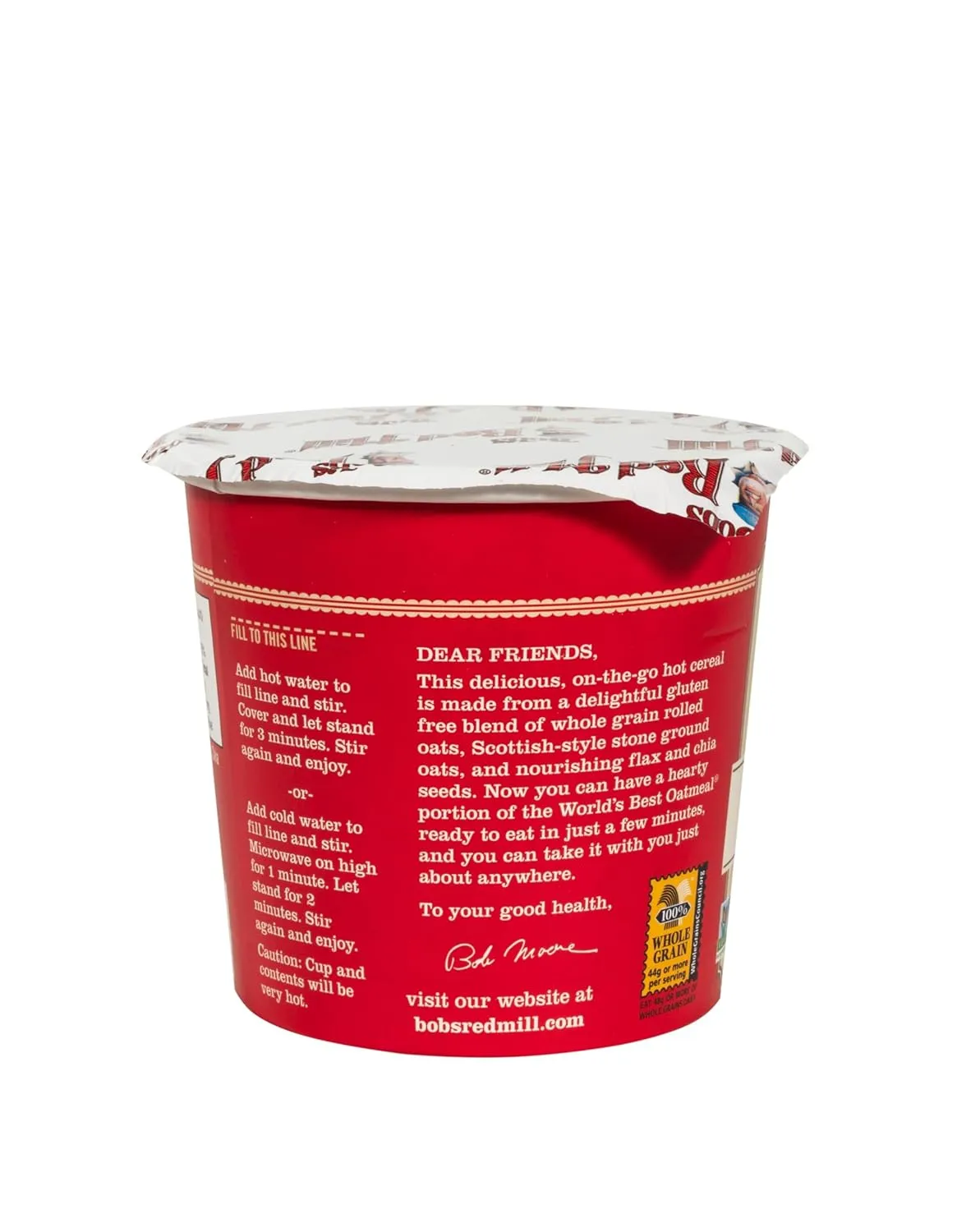 Bob's Red Mill Apple Cinnamon Oatmeal Cup, 1 cup (Pack of 12) - Non GMO, Whole Grain, Kosher