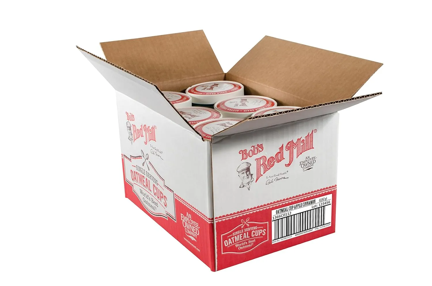 Bob's Red Mill Apple Cinnamon Oatmeal Cup, 1 cup (Pack of 12) - Non GMO, Whole Grain, Kosher