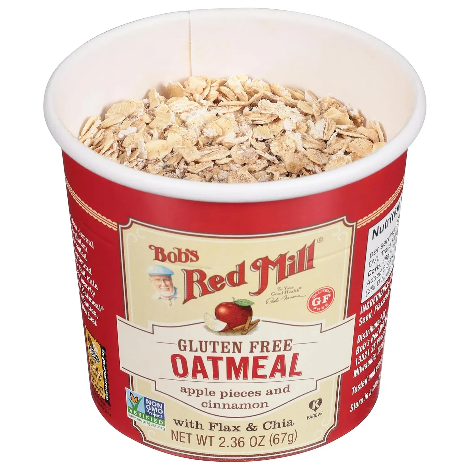 Bob's Red Mill Apple Cinnamon Oatmeal Cup, 1 cup (Pack of 12) - Non GMO, Whole Grain, Kosher