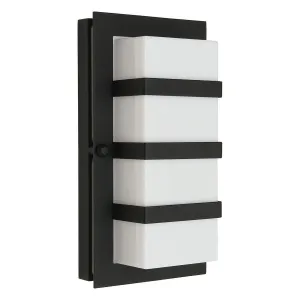 Boden 1 Light Wall Light - Black With Opal Polycarbonate | Black