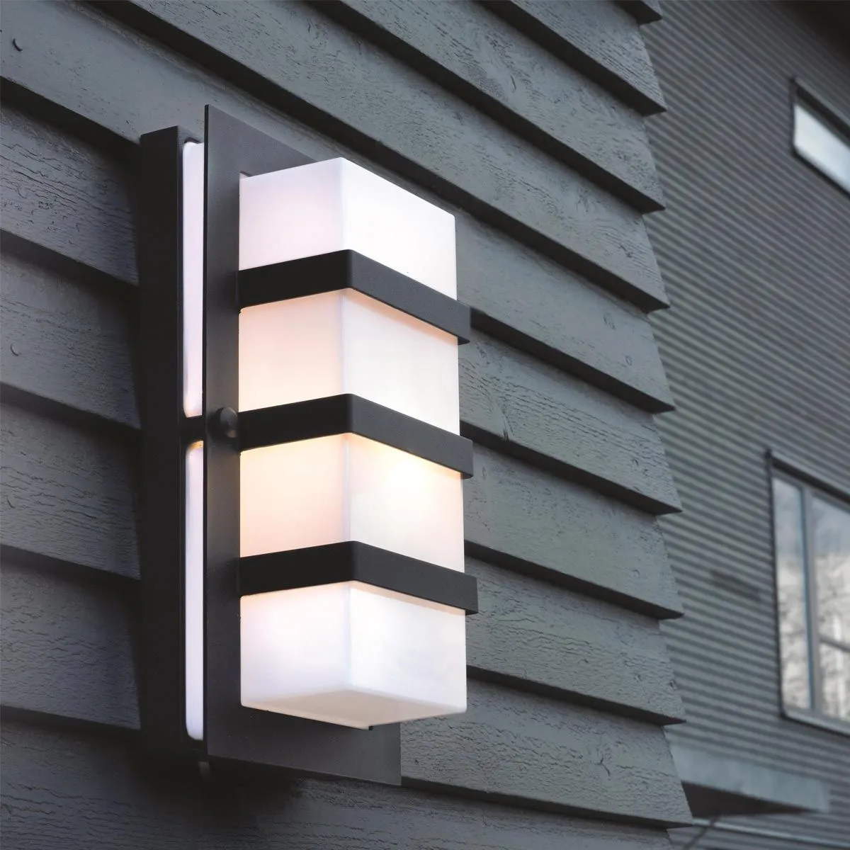 Boden 1 Light Wall Light - Black With Opal Polycarbonate | Black