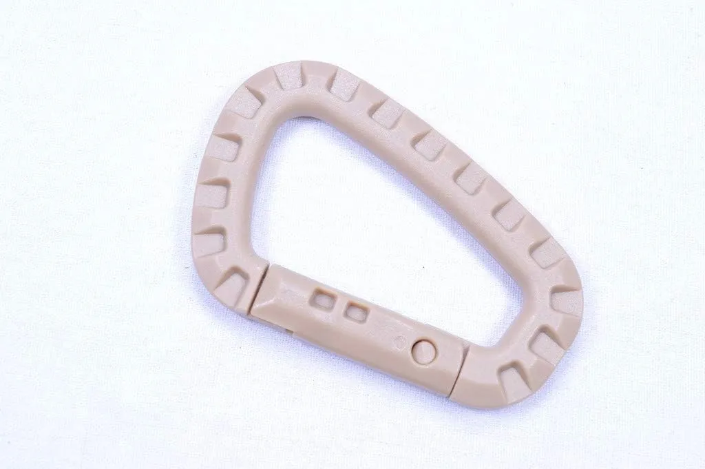 BORED? PARACORD! - 10 Pack Tan Plastic Heavy Duty Carabiners, Great for Paracord Projects