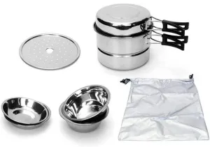 BOSS Stainless Copel Camping Cookware Set 8P Must-Have Components Backpacking, Fishing, Mountaineering Camping Cooking