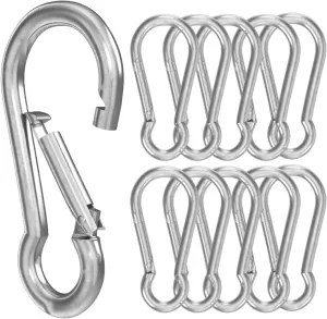 BoxerTool Spring Snap Hook Carabiner 1/2" (10 Pack) - Heavy Duty Steel/Zinc Plated - Multipurpose Carabiner