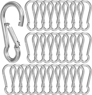 BoxerTool Spring Snap Hook Carabiner 3/8" (20 Pack) - Heavy Duty Steel/Zinc Plated - Multipurpose Carabiner