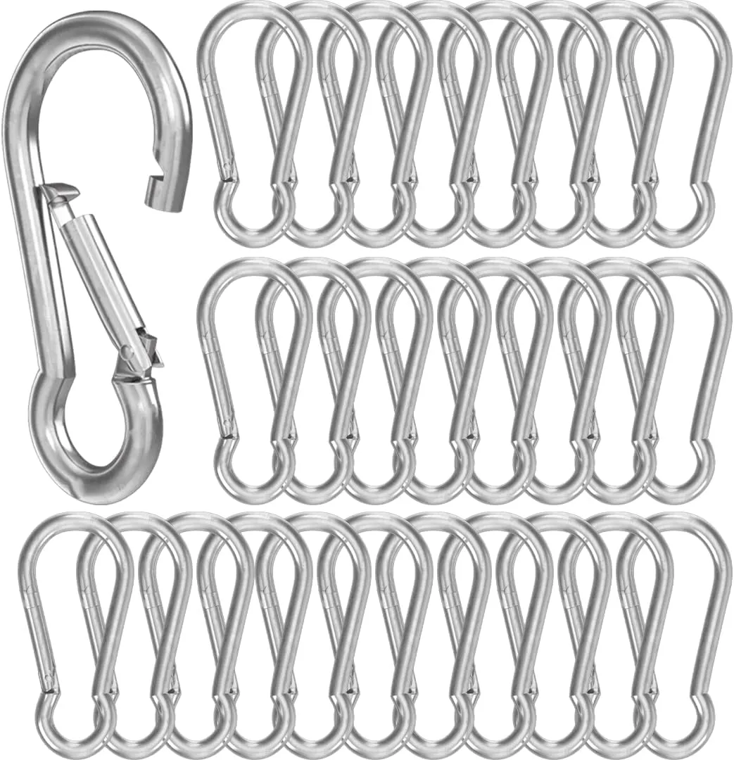 BoxerTool Spring Snap Hook Carabiner 3/8" (20 Pack) - Heavy Duty Steel/Zinc Plated - Multipurpose Carabiner