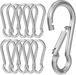 BoxerTool Spring Snap Hook Carabiner 7/16" (10 Pack) - Heavy Duty Steel/Zinc Plated - Multipurpose Carabiner