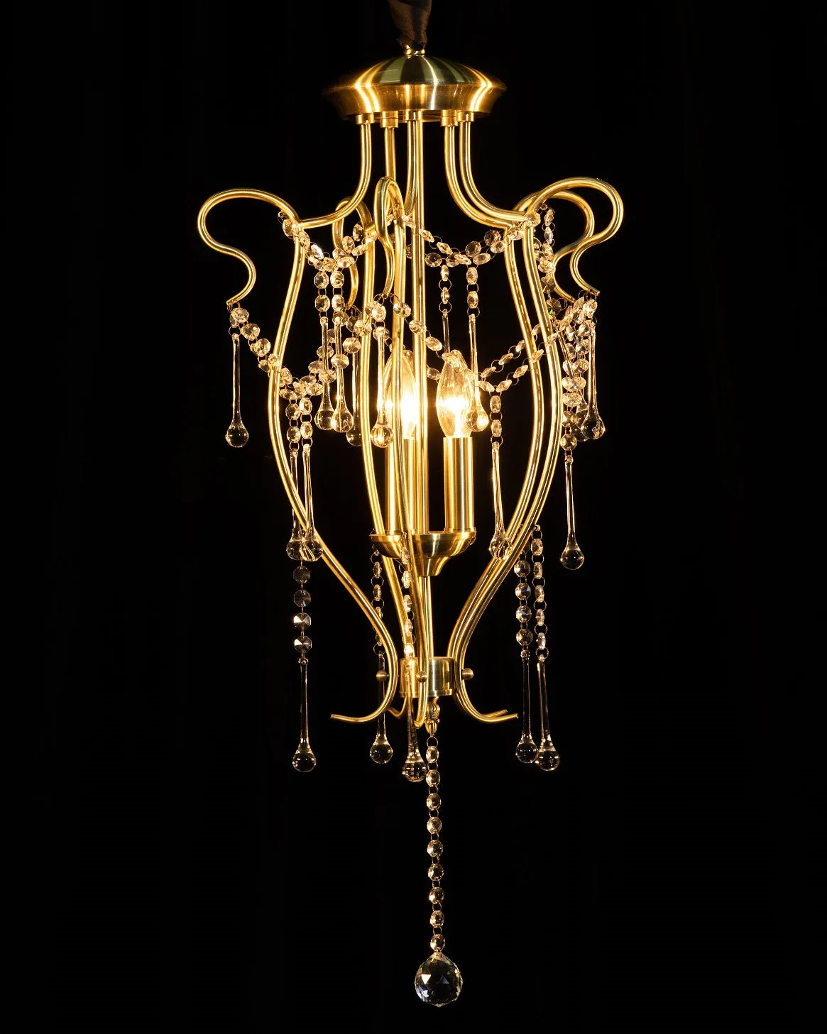 Brass Lantern - 3 Globe Vintage Chandelier
