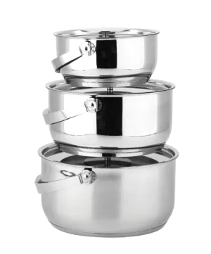 Buffalo 3 Pcs Stainless Steel Pot Set