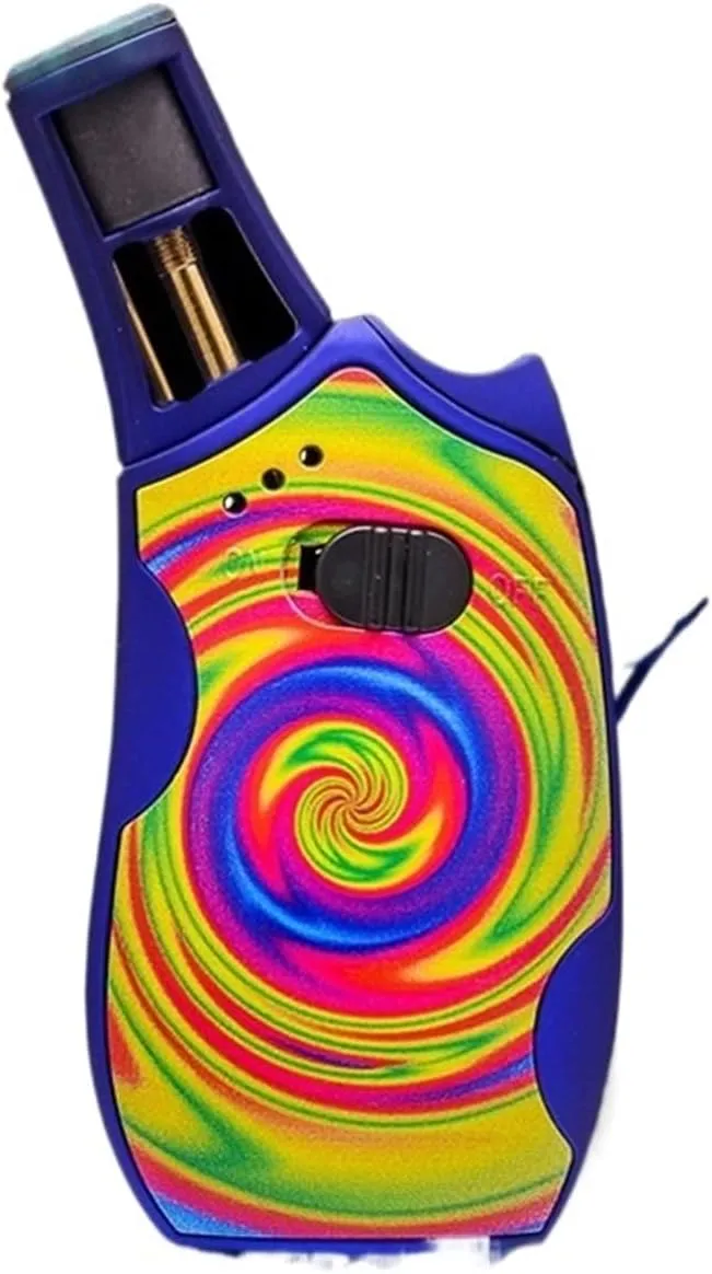 Butane refillable Transparent Windproof Lighter, blowtorch Lighter, refillable igniter with Continuous Flame Lock, Adjustable Flame Intensity(Color 1)