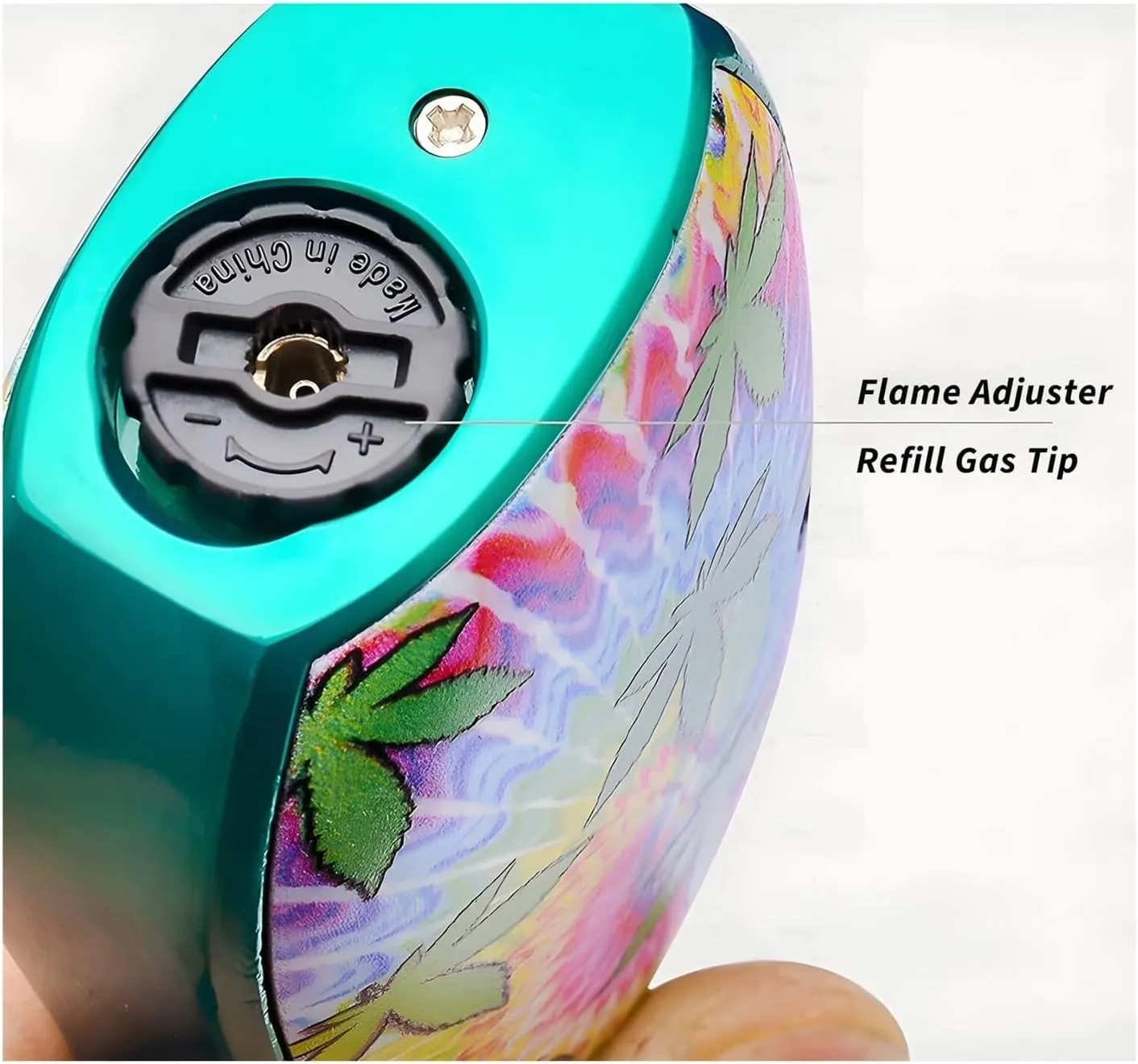 Butane refillable Transparent Windproof Lighter, blowtorch Lighter, refillable igniter with Continuous Flame Lock, Adjustable Flame Intensity(Color 1)