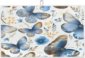 Butterfly Flower Leaf Watercolor Golf Towel with Heavy Duty Carabiner Ultra Absorbent Quick Dry Perfect for Cleaning Clubs Balls Gear Essential Golf Accessory for Men Women Kids