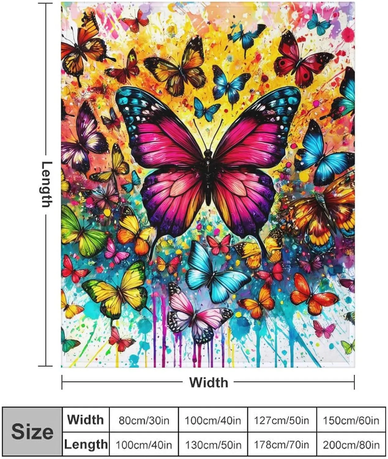 Butterfly Throw Blanket - Soft Flannel Butterfly Blankets for Girls & Boys - Warm Throw for All Seasons - 50"x40"