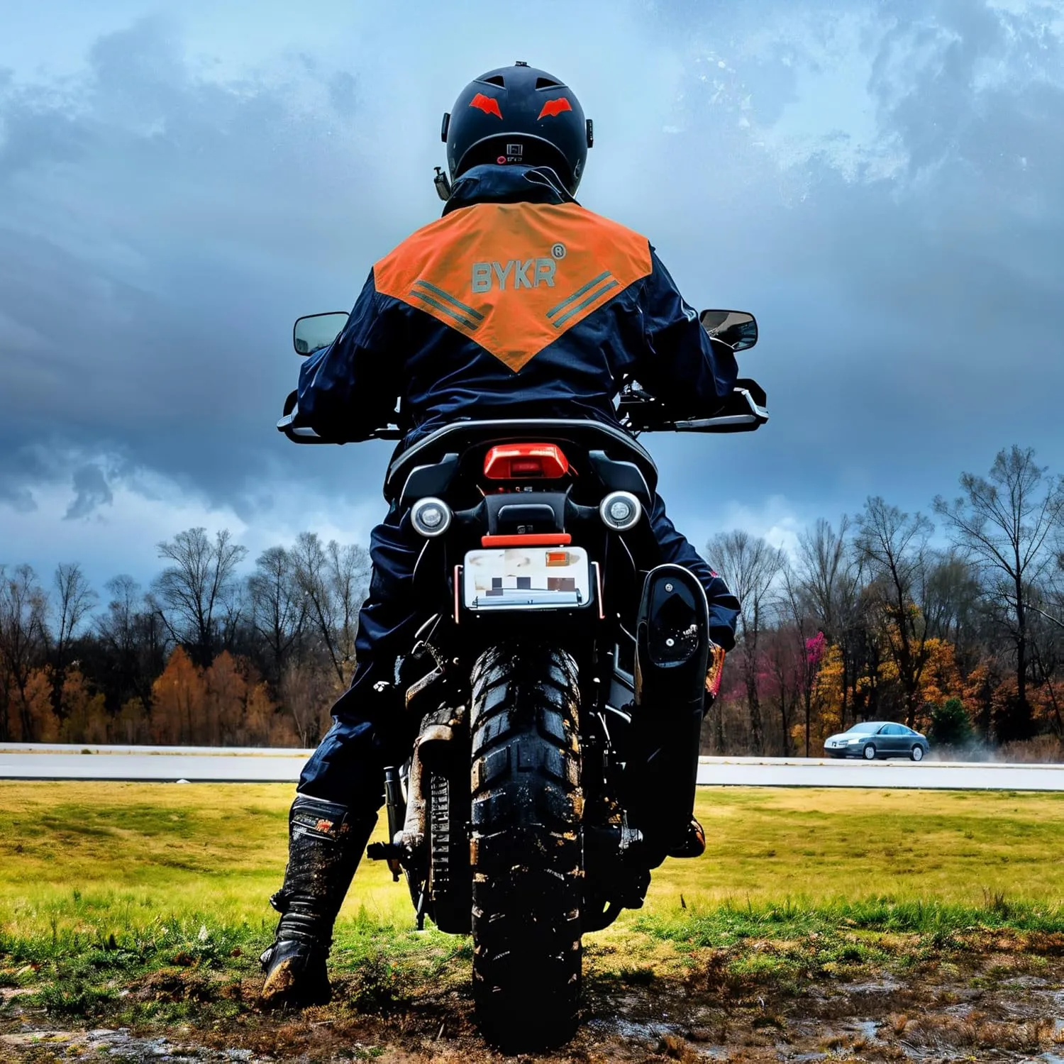 BYKR Waterproof Outdoors Motorcycle Rain Suits for Men & Women Cycling 2-Piece Breathable & Windproof Wet Weather Protection