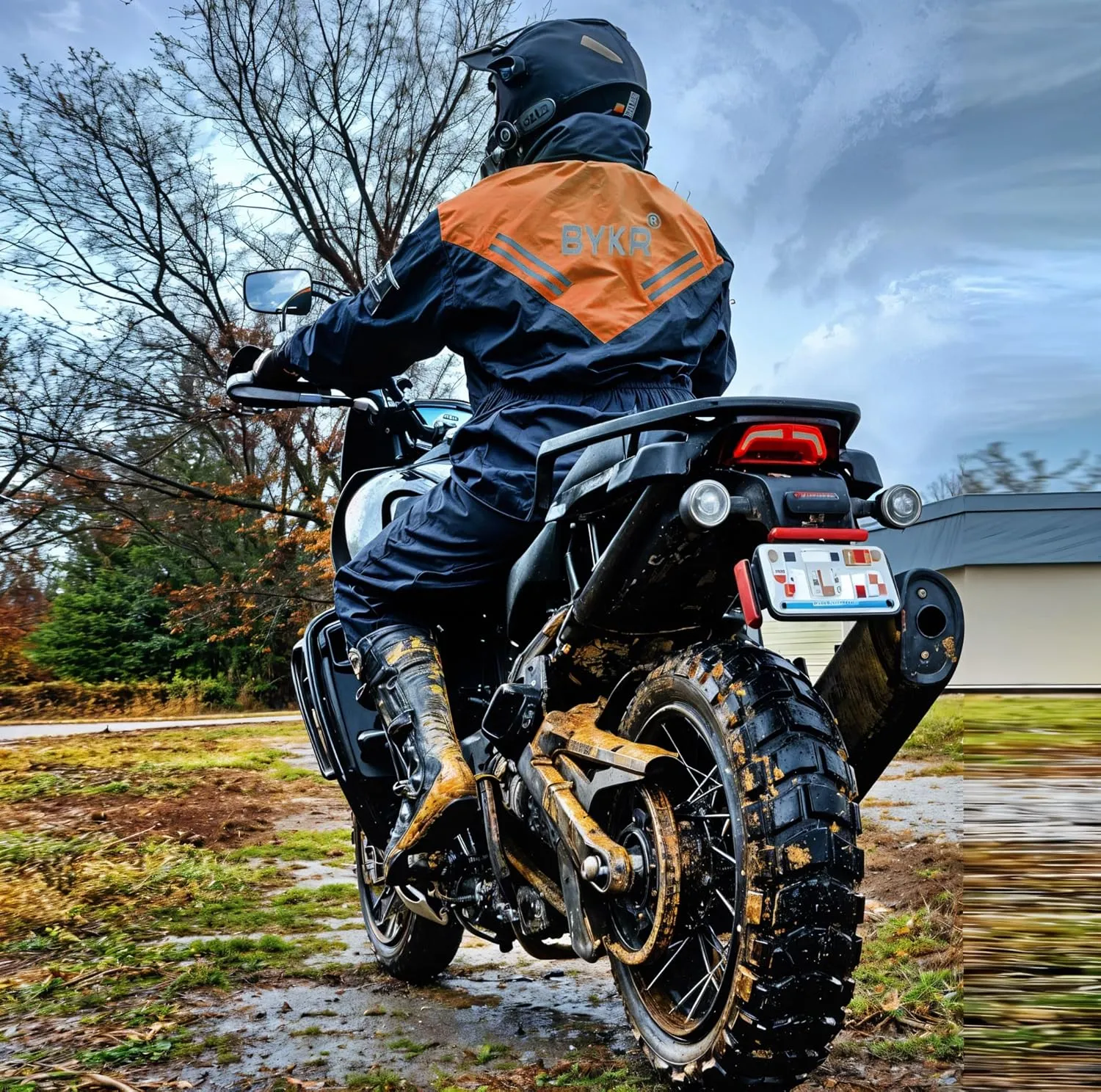 BYKR Waterproof Outdoors Motorcycle Rain Suits for Men & Women Cycling 2-Piece Breathable & Windproof Wet Weather Protection