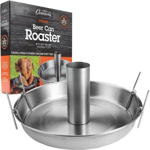 Camerons Deluxe Beer Can Roaster -Stainless Steel BBQ Grill Beer Can Chicken & Veggie Roaster- Barbecue Poultry & Veggies Together - Gift for Dads - Indoor Outdoor Use - Enhance Meat Flavor