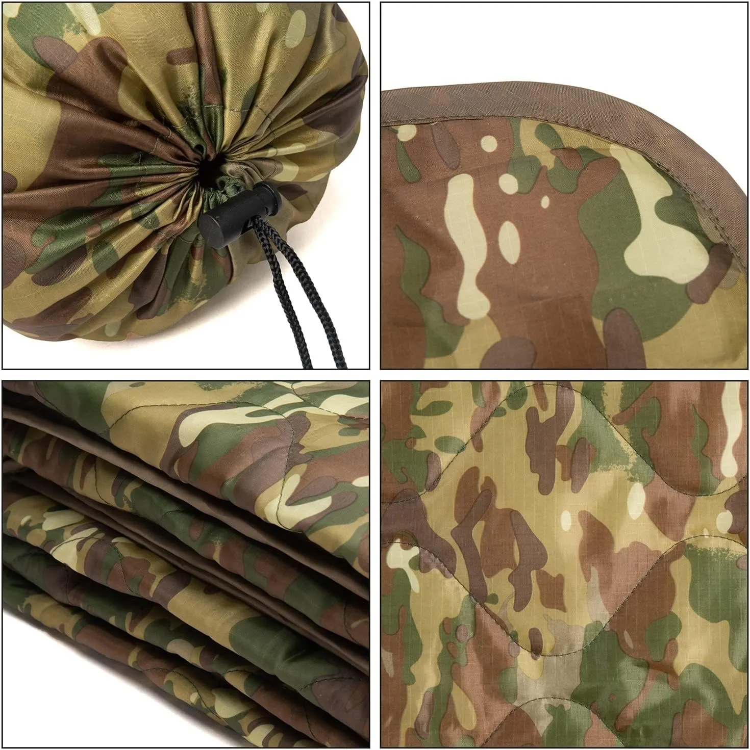 Camouflage Quilt Camping Blanket Beach Hiking Tourist Mattress Pad Portable Travel Picnic Mat Ground Sheet Sleep Cover (Color : CP, Size : A)