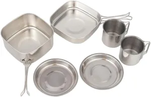 Camp Cooker Set Stainless Steel Pot Pan Kit Backpack Cookware Lightweight Backpacking Cooking Set Portable Camping Cooking Utensils