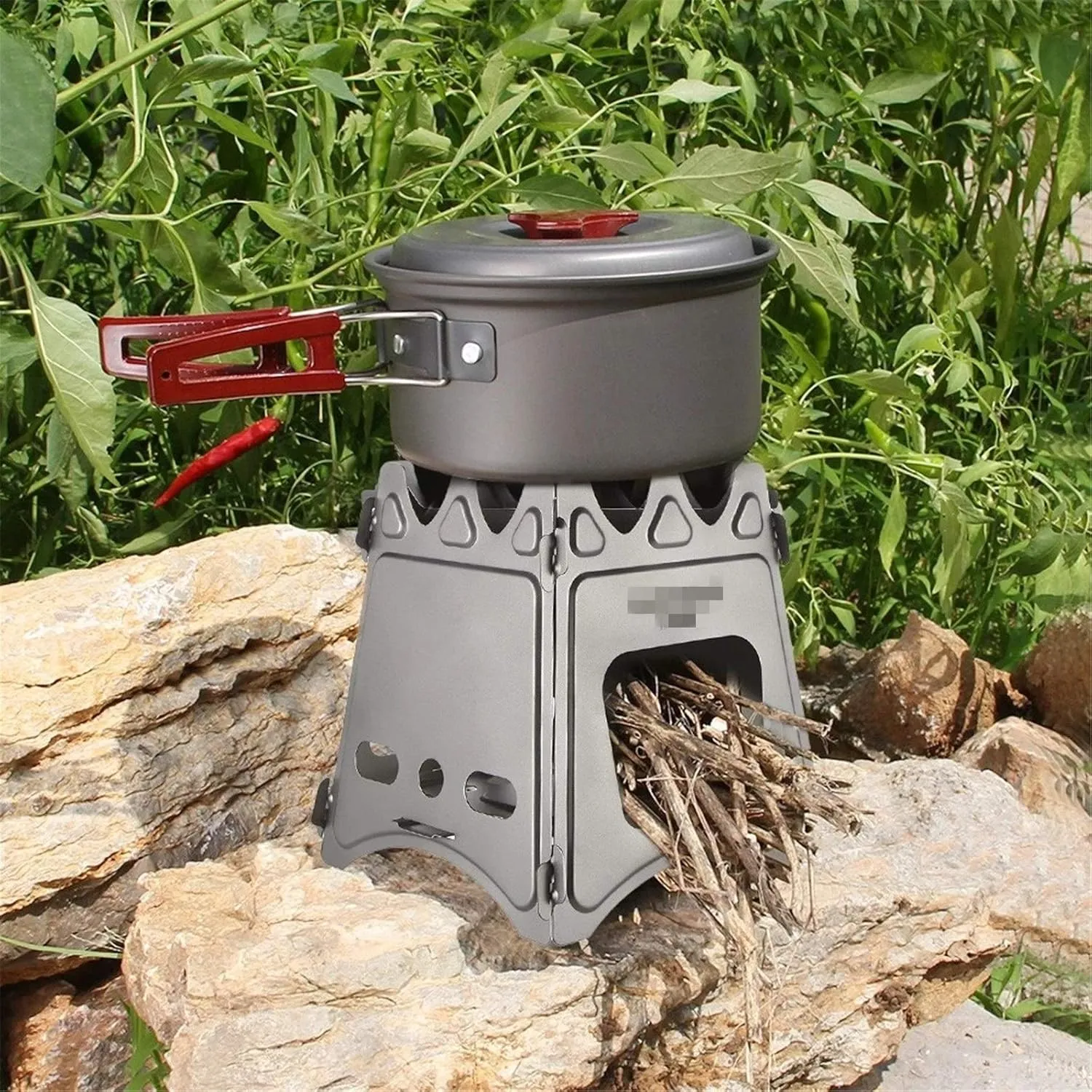 Camping Cooking Set Pot and Pans Non Stick Cookware Kit with Stove for Trekking and Camping Utensil Gear Traveling Pan Set with for Outdoor Camping Hiking Picnic