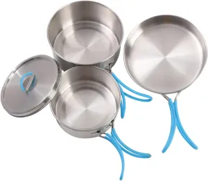 Camping Cookware Kit, Hiking Backpacking Picnic Cooking Bowl Non Stick Pots and Pans Set, Stainless Steel Cookware for Outdoor Picnic Hiking