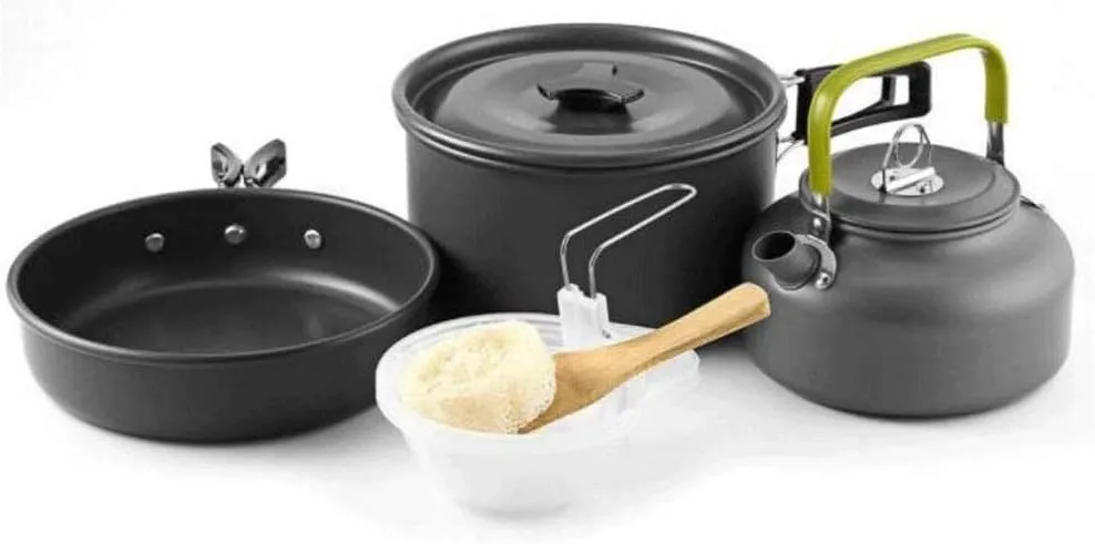 Camping Cookware Kit, Non-Stick Lightweight Pots Set, Portable Outdoor Cookware for Camping Backpacking Hiking