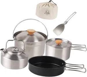 Camping Cookware Non Stick Pot Frying Pan Kettle for Dinner Campfire Hiking