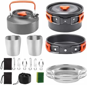 Camping Cookware Portable Pot Pan Cup Teaport Set Folding Outdoor Cooking Set Hiking Picnic Tableware Tool Travel Equipment (Color : B) (C)