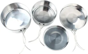 Camping Cookware Set 4-Piece Stainless Steel Pot Bowl Pan for Hiking Outdoor Supplies Perfect for Camping