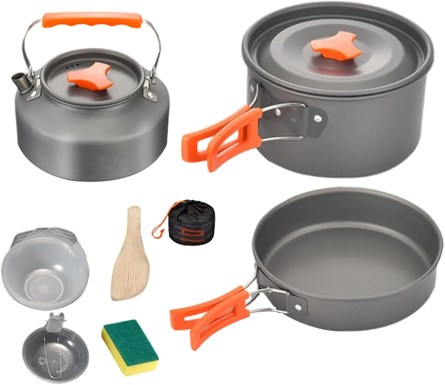 Camping Cookware Set, Aluminum Camping Tableware, Portable Cooking Utensil Set, Easy to Clean, Ergonomic and Versatile Use, 17x9.5cm, for Hiking and Backpacking
