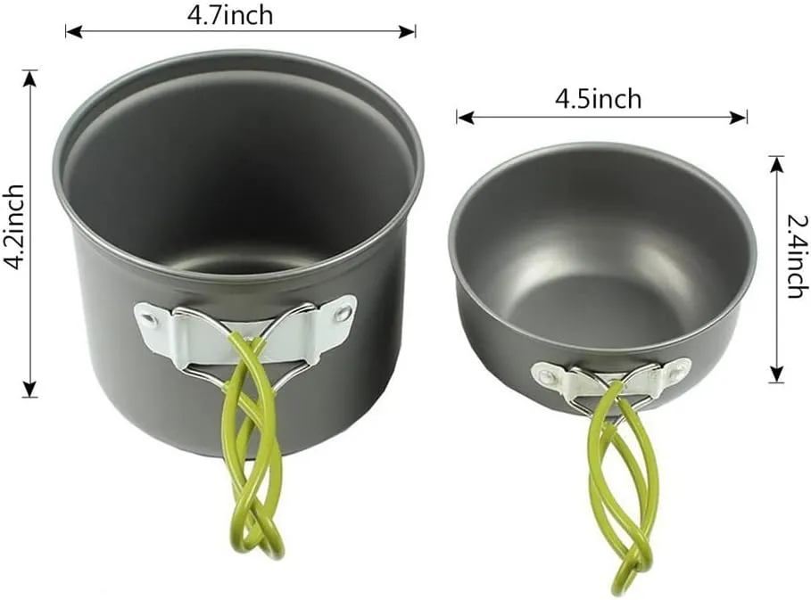 Camping Cookware Set, Camping Cooking Set 14 Pcs Portable Mess Kit Backpacking Gear with Non-Stick Camping Pot Pans and Tableware Set, Folding Tableware for Camping Hiking Picnic