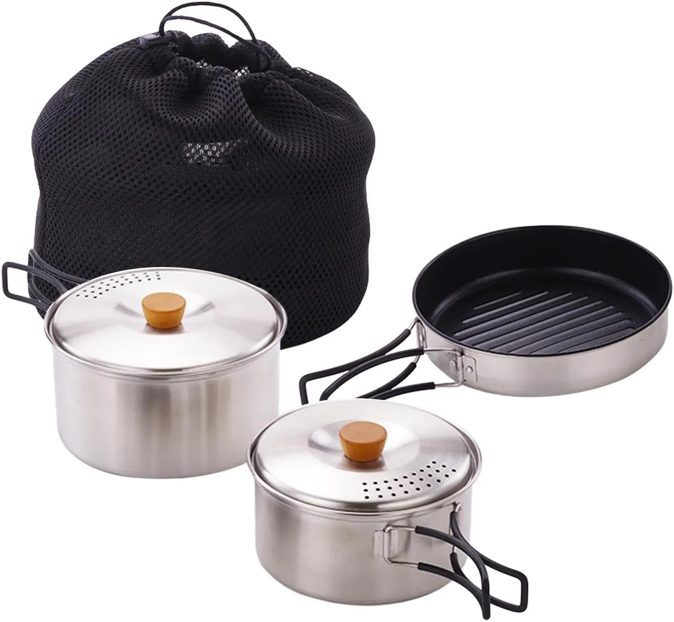 Camping Cookware Set Camping Pots and Frying Pan Kitchen Utensils with Storage Bag Cooking Utensils Set for Outdoor Trekking