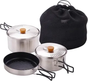 Camping Cookware Set Camping Pots and Pan Portable with Carry Bag Outdoor Cook Gear Cooking Utensils Set for Family Outdoor