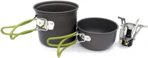 Camping Cookware Set Outdoor Hiking Aluminum Pots Pans with Foldable Handle Picnic Cooking Set Non-Stick Cookware Bowls Set (Color : A) (B)
