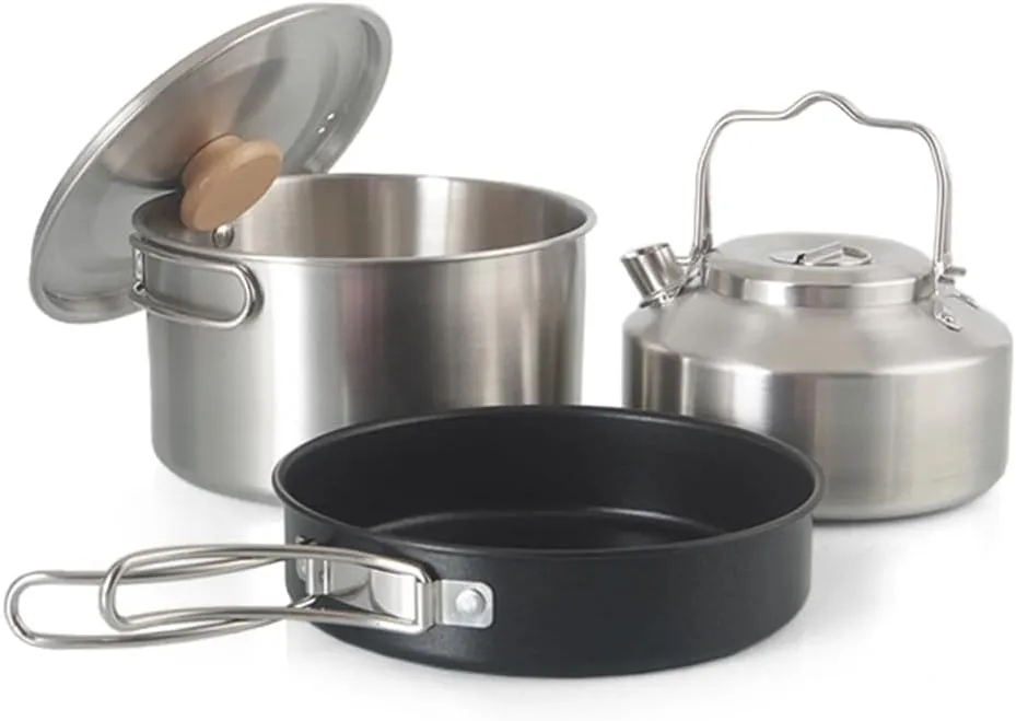 Camping Cookware Set Portable Outdoor Cooking Kit with Mesh Bag Handles Stoves Campfires for Camping Hiking