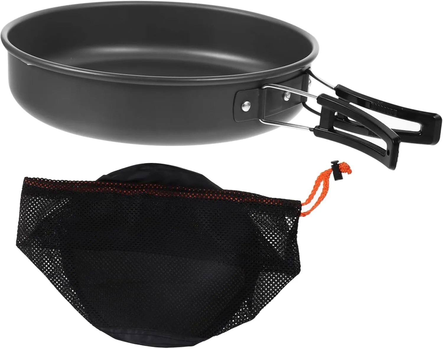 Camping Frypan Mesh Bag Titanium Cookware Removable Handle Nonstick Pan Easy Cooking Cleaning