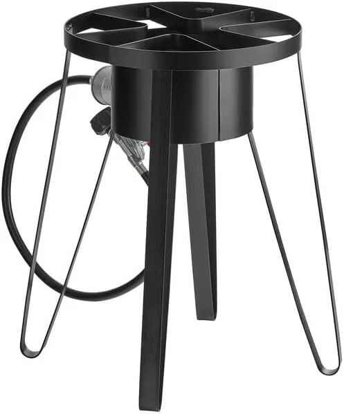 Camping Gas Stove, Outdoor Patio Stove, Steel Heavy Duty Single Burner, 21" Tall Portable with Hose Guard, 55,000BTU-Range, Tank Cooker Perfect for Deep Frying or Steaming, Turkey Fry, Catered Events